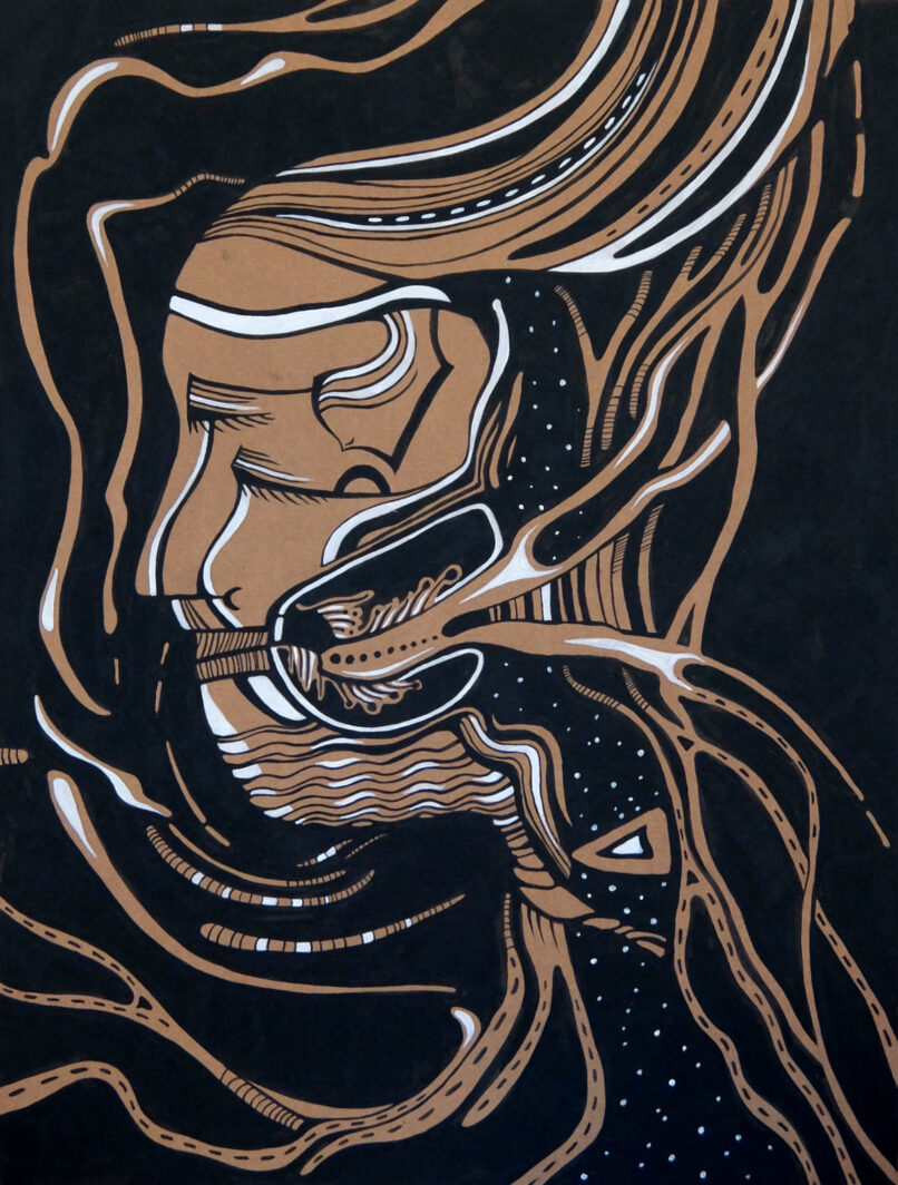 Anatomy, 2020, ink and pen on craft paper, 65x50cm