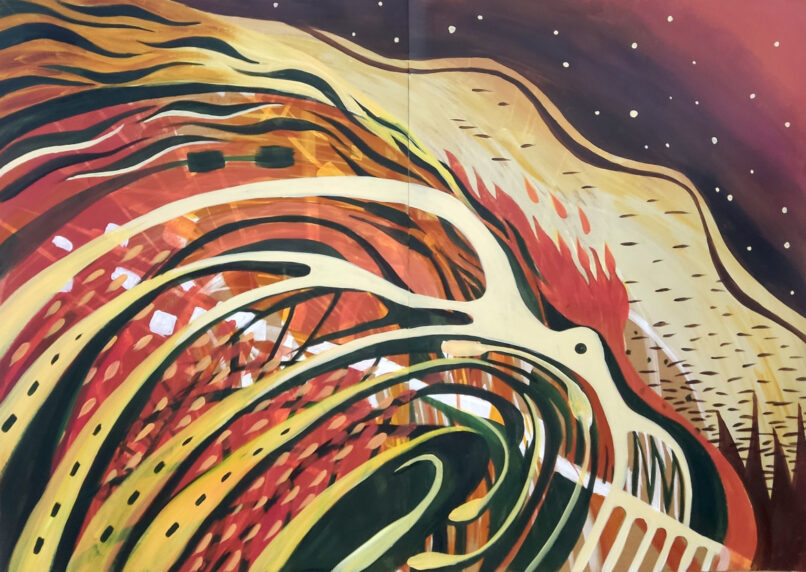 Deep Down Somewhere, 2022, Synthetic polymer paint on craft paper, 100x139cm