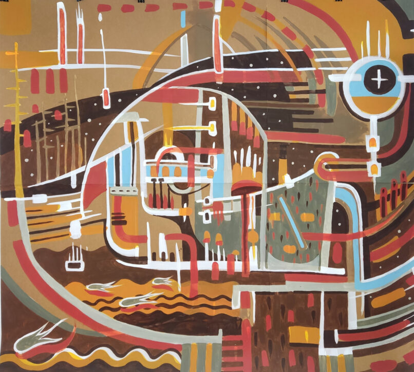 Metaphysics, 2022, Synthetic polymer paint on craft paper, 140x155cm