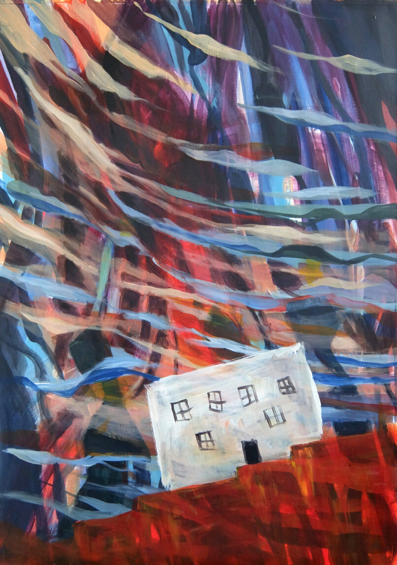 Home Sweet Home, 2021, Synthetic polymer paint on paper, 70x50cm
