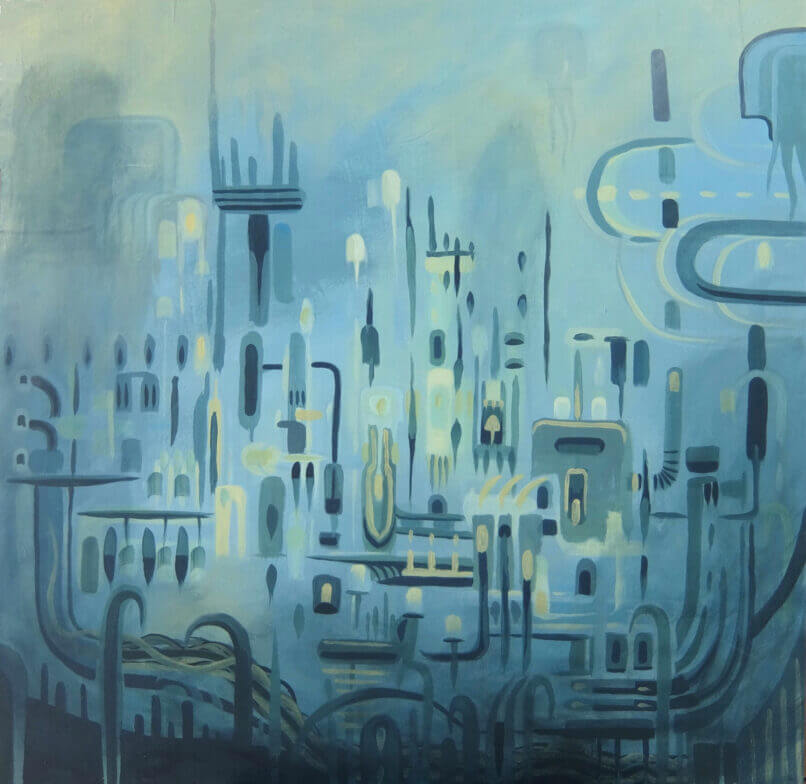 Everything in Order, 2022, Synthetic polymer paint on wood panel, 90x90cm