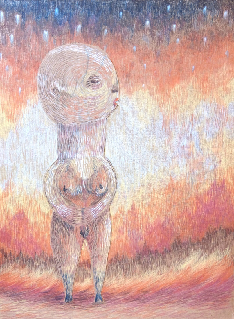 Just Plain 2021, Colored pencil on craft paper, 46x35cm