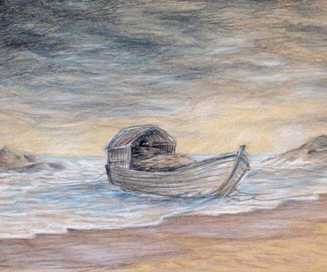 The End of A Journey, 2021, Colored pencil on craft paper, 25x35cm