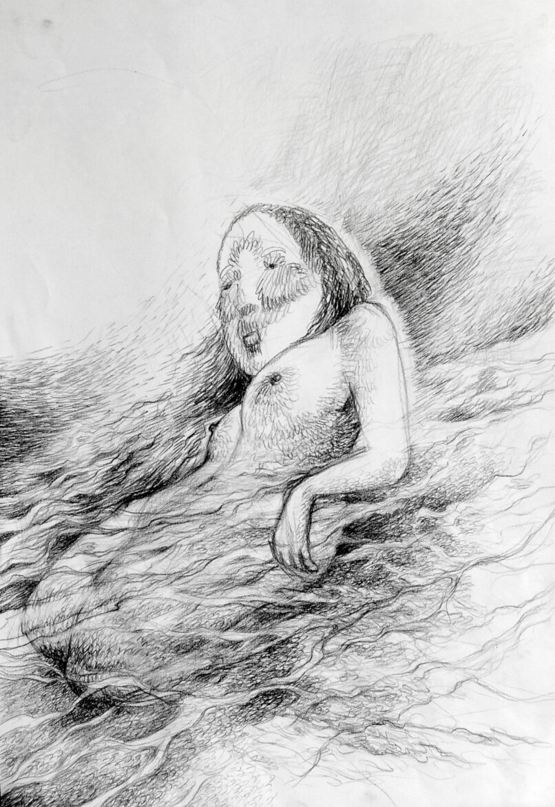 Mermaid, 2021, Pencil on paper, 50x35cm