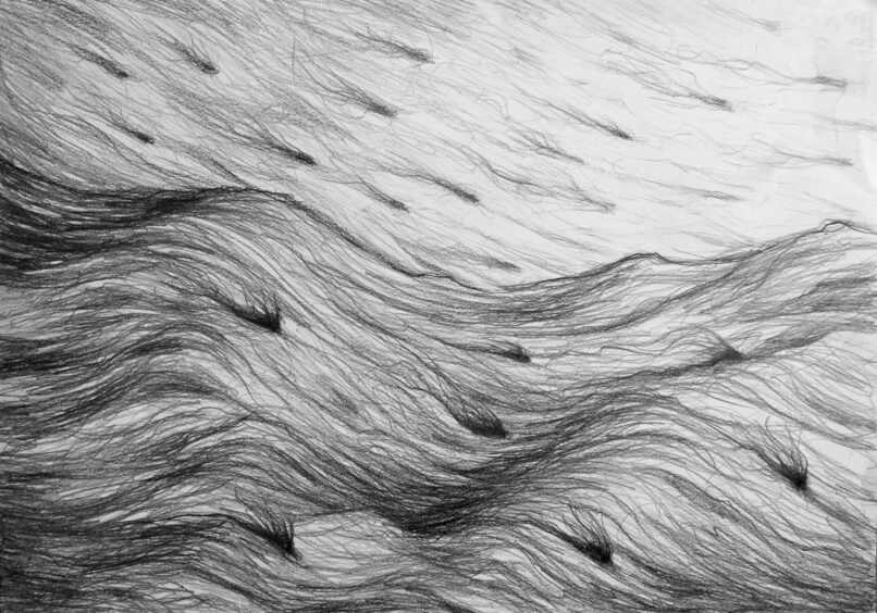 We were all trying to get there, 2021, Pencil on paper, 35x50cm