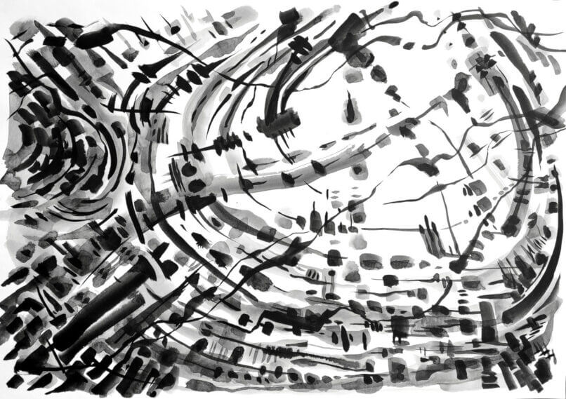 From Deep Down, 2022, Sumi ink on paper, 35x50cm