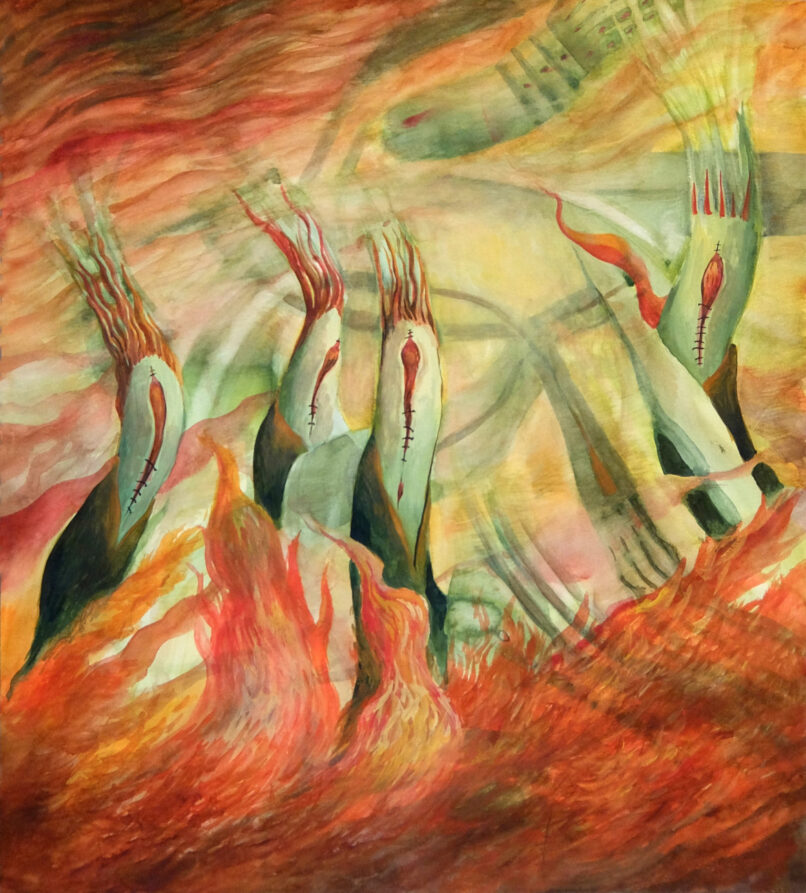 Inner Deamons, 2021, Watercolor on paper, 37x34cm