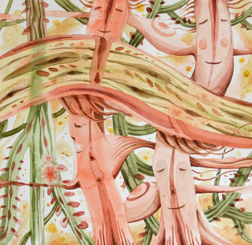 Just Happy, 2021, Watercolor on paper, 20x20cm