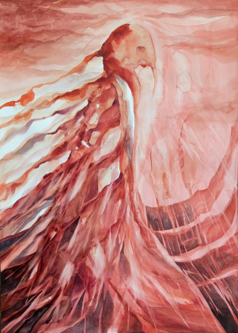 The Messenger, 2021, Watercolor on paper, 48x34cm