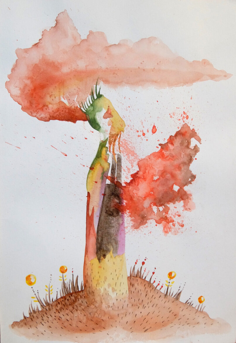 Pandemic, 2021, watercolor on paper, 34x23cm