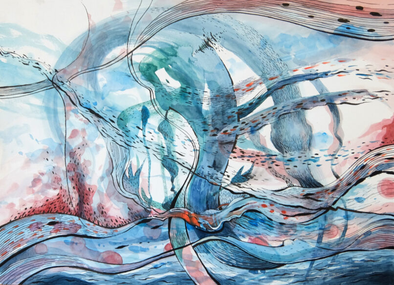 Playing Around, 2021, Watercolor and ink on paper, 34x48cm