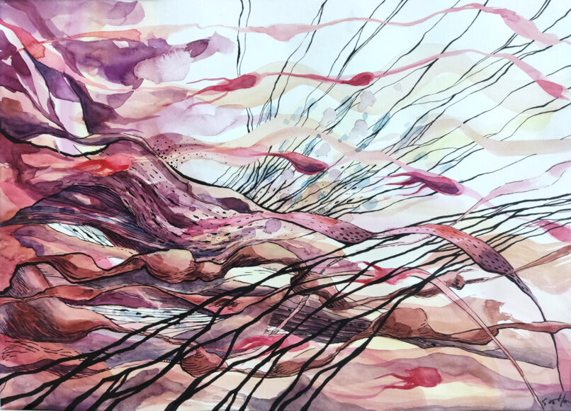 The Current, 2021, Watercolor on paper, 34x48cm