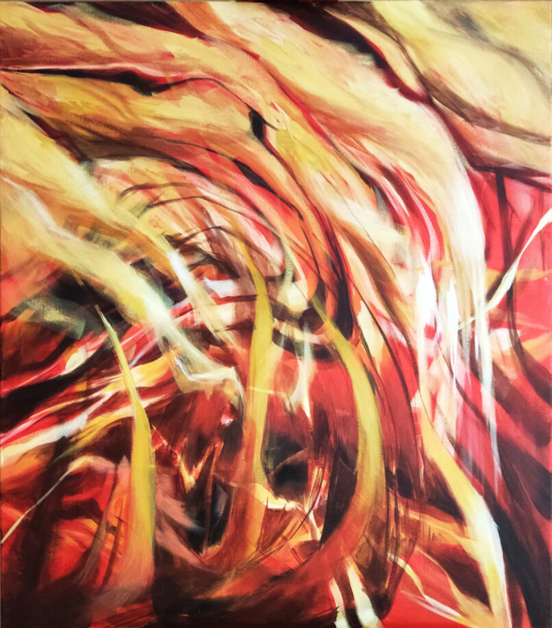 Action, 2023, Synthetic polymer paint on canvas, 80X70cm