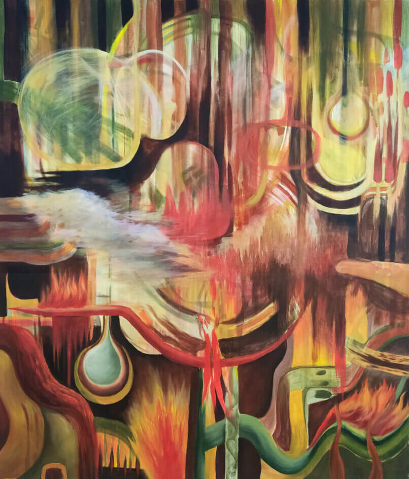 Backstage, 2023, Synthetic polymer paint on canvas, 162x140cm