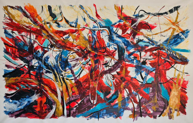 Disguise, 2025, Synthetic polymer paint on canvas, 104x187cm